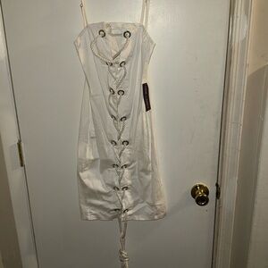 Elegant White Lace-Up Dress